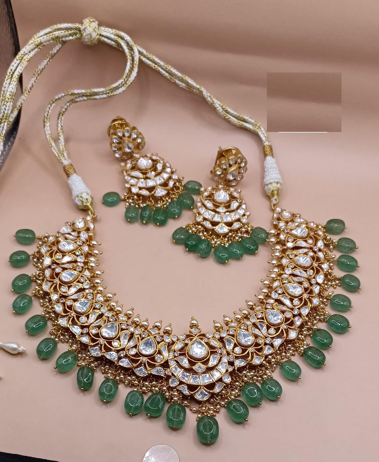 VeroniQ Trends-Victorian Bridal Polki Silver Moissanite Choker Necklace 92.5 Silver Mossianite Diamond Polki-Gold Plated-Wedding Jewellery-Punjabi Jewellery-South Indian-Thappa Jewellery