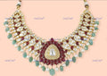 VeroniQ Trends-Elegant Pachi Kundan Choker Necklace With Ruby Carved Beads Pachi Kundan-Gold Plated-Wedding Jewellery-Punjabi Jewellery-South Indian-Thappa Jewellery