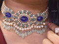 VeroniQ Trends-Victorian Bridal Pearl And Polki Silver Choker Necklace Pearl 92.5 Sliver Mossianite Diamond Polki-Fresh Water Pearl-Gold Plated-Wedding Jewellery-Punjabi Jewellery-South Indian-Thappa Jewellery