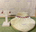 VeroniQ Trends-Victorian Single Line Ruby Pearl And Polki Silver Choker Necklace 92.5 Silver Moissanite Diamond Polki-Ruby Stone-Gold Plated-Wedding Jewellery-Punjabi Jewellery-South Indian-Thappa Jewellery