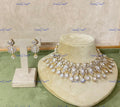 VeroniQ Trends-Victorian Bridal Diamond Look Polki Silver Choker Necklace 92.5 Silver Moissanite Diamond Polki-Gold Plated-Wedding Jewellery-Punjabi Jewellery-South Indian-Thappa Jewellery