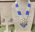 VeroniQ Trends-Victorian Amethyst And Green Beads And Polki Silver Long Necklace With Peacock Motif 92.5 Silver Moissanite Diamond Polki-Gold Plated-Wedding Jewellery-Punjabi Jewellery-South Indian-Thappa Jewellery