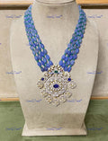 VeroniQ Trends-Victorian Multistrand Amethyst And Polki Silver Long Necklace 92.5 Silver Moissanite Diamond Polki-Gold Plated-Wedding Jewellery-Punjabi Jewellery-South Indian-Thappa Jewellery