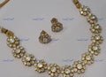 VeroniQ Trends-Victorian Diamond Look Polki Silver Necklace 92.5 Silver Moissanite Diamond Polki-Gold Plated-Wedding Jewellery-Punjabi Jewellery-South Indian-Thappa Jewellery
