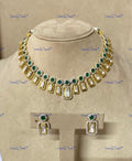 VeroniQ Trends-Victorian Gold Plated Emerald And Polki Silver Choker Necklace 92.5 Silver Moissanite Diamond Polki-Gold Plated-Wedding Jewellery-Punjabi Jewellery-South Indian-Thappa Jewellery