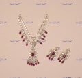 VeroniQ Trends-Victorian Double Lin Ruby And Polki Silver Necklace 92.5 Silver Moissanite Diamond Polki-Ruby Stone-Gold Plated-Wedding Jewellery-Punjabi Jewellery-South Indian-Thappa Jewellery