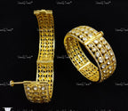 VeroniQ Trends-Traditional Victorian Polki Silver Bangles 92.5 Silver Moissanite Diamond Polki-Gold Plated-Wedding Jewelry-Punjabi Jewelry-South Indian-Thappa Jewelry