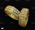 VeroniQ Trends-Traditional Victorian Polki Silver Bangles 92.5 Silver Moissanite Diamond Polki-Gold Plated-Wedding Jewelry-Punjabi Jewelry-South Indian-Thappa Jewelry