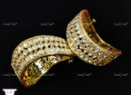 VeroniQ Trends-Traditional Victorian Craving Polki Silver Bangles 92.5 Silver Moissanite Diamond Polki-Gold Plated-Wedding Jewelry-Punjabi Jewelry-South Indian-Thappa Jewelry