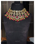 VeroniQ Trends-Victorian Bridal Polki And Ruby Chokar Necklace 92.5 Silver Moissanite Diamond Polki-Ruby Stone-Gold Plated-Wedding Jewellery-Punjabi Jewellery-South Indian-Thappa Jewellery