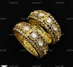 VeroniQ Trends-Victorian Polki Silver Bangles 92.5 Silver Moissanite Diamond Polki-Gold Plated-Wedding Jewelry-Punjabi Jewelry-South Indian-Thappa Jewelry