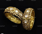 VeroniQ Trends-Victorian Polki Silver Bangles 92.5 Silver Moissanite Diamond Polki-Gold Plated-Wedding Jewelry-Punjabi Jewelry-South Indian-Thappa Jewelry
