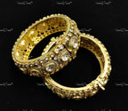 VeroniQ Trends-Victorian Polki Silver Bangles 92.5 Silver Moissanite Diamond Polki-Gold Plated-Wedding Jewelry-Punjabi Jewelry-South Indian-Thappa Jewelry
