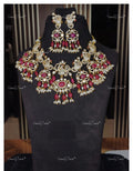 VeroniQ Trends-Victorian Bridal Polki And Ruby Necklace With Peacock Motif 92.5 Silver Moissanite Diamond Polki-Ruby Stone-Gold Plated-Wedding Jewellery-Punjabi Jewellery-South Indian-Thappa Jewellery