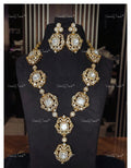 VeroniQ Trends-Victorian Bridal Polki Mid Length Necklace 92.5 Silver Moissanite Diamond Polki-Gold Plated-Wedding Jewellery-Punjabi Jewellery-South Indian-Thappa Jewellery