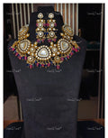 VeroniQ Trends-Victorian Bridal Polki Necklace 92.5 Silver Moissanite Diamond Polki-Gold Plated-Wedding Jewellery-Punjabi Jewellery-South Indian-Thappa Jewellery