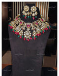VeroniQ Trends-Victorian Bridal Ruby And Polki Necklace 92.5 Silver Moissanite Diamond Polki-Ruby Stone-Gold Plated-Wedding Jewellery-Punjabi Jewellery-South Indian-Thappa Jewellery