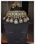 VeroniQ Trends-Victorian Bridal Emerald And Polki Chokar Necklace 92.5 Silver Moissanite Diamond Polki-Emerald Stone-Gold Plated-Wedding Jewellery-Punjabi Jewellery-South Indian-Thappa Jewellery
