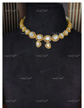VeroniQ Trends-Victorian Choker Necklace 92.5 Silver Moissanite Diamond Polki-Gold Plated-Wedding Jewellery-South Indian-Thappa Jewellery
