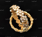 VeroniQ Trends-Victorian Floral Look Silver Bangles 92.5 Silver Moissanite Diamond Polki-Gold Plated-Wedding Jewelry-Punjabi Jewelry-South Indian-Thappa Jewelry