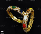 VeroniQ Trends-Victorian Gold Plated Navratan Polki Silver Bangles 92.5 Silver Moissanite Diamond Polki-Gold Plated-Wedding Jewelry-Punjabi Jewelry-South Indian-Thappa Jewelry