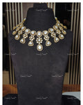VeroniQ Trends-Victorian Bridal Polki Drops Choker Necklace 92.5 Silver Moissanite Diamond Polki-Gold Plated-Wedding Jewelry-Punjabi Jewelry-South Indian-Thappa Jewelry