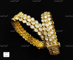 VeroniQ Trends-Victorian Gold Plated Polki Silver Bangles 92.5 Silver Moissanite Diamond Polki-Gold Plated-Wedding Jewelry-Punjabi Jewelry-South Indian-Thappa Jewelry