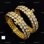 VeroniQ Trends-Victorian Gold Plated Polki Silver Bangles 92.5 Silver Moissanite Diamond Polki-Gold Plated-Wedding Jewelry-Punjabi Jewelry-South Indian-Thappa Jewelry