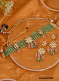 VeroniQ Trends-Multistrand Moissanite Polki Kundan Choker Necklace In With Drop Earrings-Indian Jewellery-Thappa Jewellery-South Indian Jewellery-SY