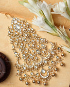 VeroniQ Trends-Padmavati Style Bridal Necklace Handmade in Pachi Kundan With-Pearls-Earrings-South Indian-Punjabi Jewelry-Polki Kundan-Passa