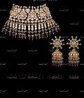 VeroniQ Trends-Handmade Pachi Kundan Choker Necklace With Faux Ruby Beads-Pearls-Earrings-South Indian-Punjabi Jewellery-Polki Kundan