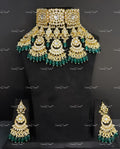 VeroniQ Trends-Bridal Necklace Handmade in  Pachi Kundan With Strawberry Quartz Beads-Pearls-Earrings-South Indian-Punjabi Jewellery-Polki Kundan