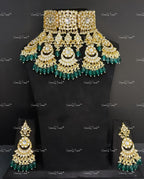 VeroniQ Trends-Bridal Necklace Handmade in  Pachi Kundan With Strawberry Quartz Beads-Pearls-Earrings-South Indian-Punjabi Jewelry-Polki Kundan