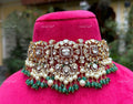 VeroniQ Trends-Victorian Bridal Pearl and Polki Silver Choker Necklace Set 92.5 Silver Moissanite Diamond Polki-Gold Plated-Wedding Jewellery-Punjabi Jewellery-South Indian-Thappa Jewellery