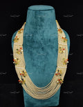VeroniQ Trends-Multistrand Pearl Silver Kundan Necklace 92.5 Sliver-Gold Plated-Wedding Jewellery-Punjabi Jewellery-South Indian-Thappa Jewellery