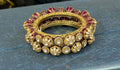 VeroniQ Trends-Victorian Ruby And Polki Silver Bangles 92.5 Silver Moissanite Diamond Polki-Ruby Stone-Gold Plated-Wedding Jewellery-Punjabi Jewellery-South Indian-Thappa Jewellery
