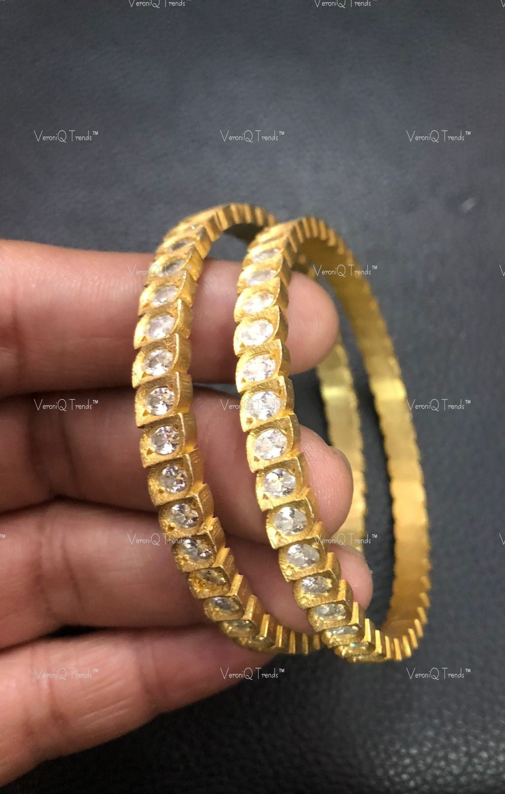 VeroniQ Trends-Traditional Victorian Polki Silver Kundan Bangles Silver Kundan-Gold Plated-Wedding Jewellery-Punjabi Jewellery-South Indian-Thappa Jewellery