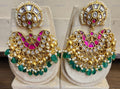 VeroniQ Trends-Kemp Stone And Silver Kundan Earrings 92.5 Silver-Gold Plated-Wedding Jewellery-Punjabi Jewellery-South Indian-Thappa Jewellery