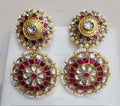 VeroniQ Trends-Ruby Pink Stone and Silver Kundan Earrings 92.5 Silver-Gold Plated-Wedding Jewellery-Punjabi Jewellery-South Indian-Thappa Jewellery