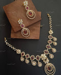 VeroniQ Trends- Victorian Ruby and Polki Necklace 92.5 Sliver Moissanite Diamond Polki-Ruby Stone-Gold Plated-Wedding Jewellery-Punjabi Jewellery-South Indian-Thappa Jewellery