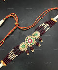 VeroniQ Trends-Victorian Multistrand Ruby Emerald and Polki Silver Choker Necklace 92.5 Silver Moissanite Diamond Polki-Ruby Stone-Gold Plated-Wedding Jewellery-Punjabi Jewellery-South Indian-Thappa Jewellery