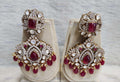 VeroniQ Trends-Ruby Pink Stone Silver Moissanite Polki Peacock Design Earrings 92.5 Silver Moissanite Diamond Polki-Gold Plated-Wedding Jewellery-Punjabi Jewellery-South Indian-Thappa Jewellery