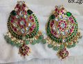 VeroniQ Trends-Kemp Stone Silver Kundan Chand bali Earrings 92.5 Silver-Gold Plated-Wedding Jewellery-Punjabi Jewellery-South Indian-Thappa Jewellery