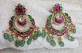 VeroniQ Trends-Kemp Stone Silver Kundan Chand bali Earrings 92.5 Silver-Gold Plated-Wedding Jewellery-Punjabi Jewellery-South Indian-Thappa Jewellery