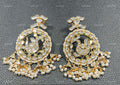 VeroniQ Trends- Peacock Design Silver Kundan Round Earrings 92.5 Silver-Gold Plated-Wedding Jewellery-Punjabi Jewellery-South Indian-Thappa Jewellery