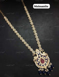 VeroniQ Trends- Victorian Ruby and Polki Long Necklace With Peacock Pendant 92.5 Sliver Moissanite Diamond Polki-Ruby Stone-Gold Plated-Wedding Jewellery-Punjabi Jewellery-South Indian-Thappa Jewellery