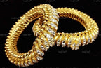 VeroniQ Trends-Sutarla Kundan Stuuded Handcrafted Gold Plated Pure Silver Bangles Silver-Gold Plated-Wedding Jewelry-Punjabi Jewelry-South Indian-Thappa Jewelry