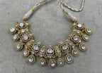 VeroniQ Trends- Victorian Polki Drop Choker Necklace 92.5 Sliver Moissanite Diamond Polki-Gold Plated-Wedding Jewelry-Punjabi Jewelry-South Indian-Thappa Jewelry