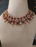 VeroniQ Trends-South Indian Kemp Stone Sliver Kundan Choker Necklace 92.5 Sliver-Kemp Stone-Gold Plated-Wedding Jewellery-Punjabi Jewellery-South Indian-Thappa Jewellery