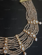 VeroniQ Trends-Multistrand Pearl And Sliver Kundan Choker Necklace 92.5 Sliver-Fresh Water Pearl-Gold Plated-Wedding Jewelry-Punjabi Jewelry-South Indian-Thappa Jewelry